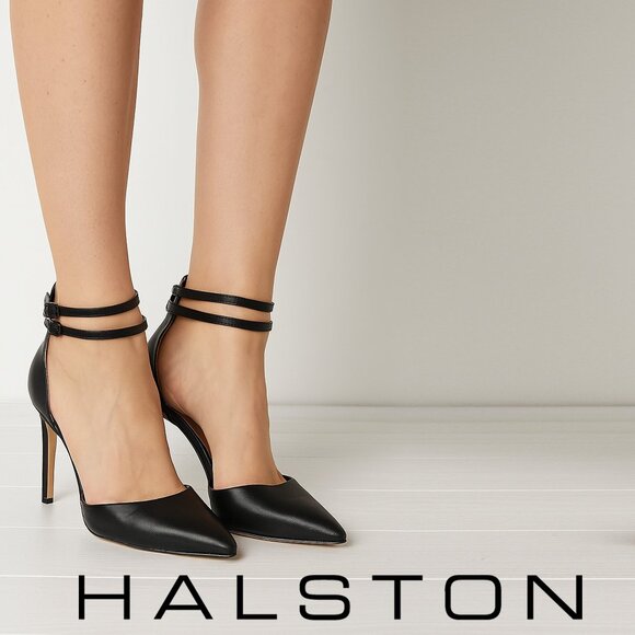 ＨＡＬＳＴＯＮ "London" Napa Leather Double Ankle Strap D'Orsay - Size 8.5 - Picture 1 of 13